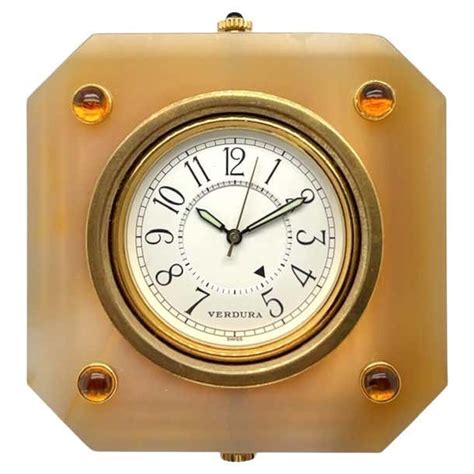 Verdura Gold Plated Agate And Citrine Clock For Sale At 1stdibs