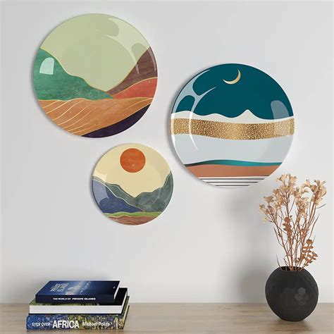 Ceramic Wall Plates With Modern Art Scenery Design, Wall Hanging ...