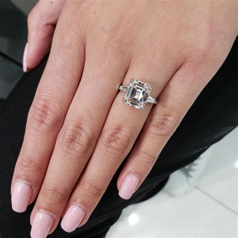 Harry Winston Carat Emerald Cut Diamond Three Stone Engagement