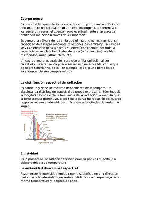 Cuerpo Negro y su distribución espectral de radiación Cuerpo negro Es