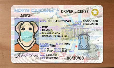 NC Drivers License Template New V1 Blank PSD