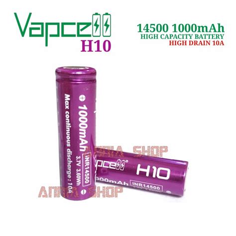 Jual VAPCELL H10 BATERAI 14500 1000mAh 10A 3 7 VOLT HIGH DRAIN BATTERY