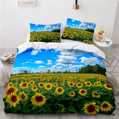 Sunflower Duvet Cover Set Yellow Floral Sunflower Bedding Set King Size