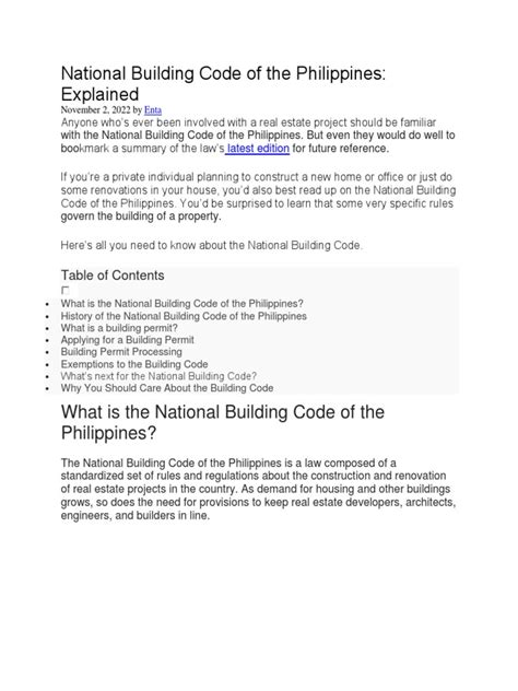 National Building Code of The Philippines | PDF | Building Code | Architect