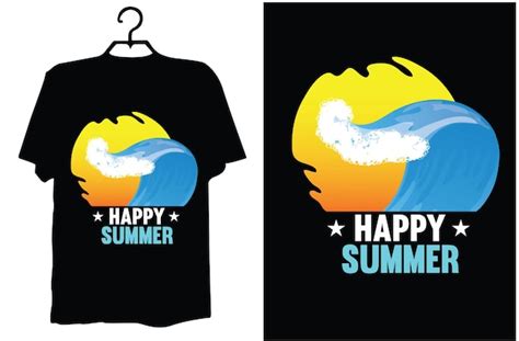 Uma camiseta que diz feliz verão Vetor Premium