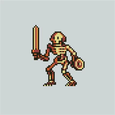 Pixel art illustration Skeleton. Pixelated Skeleton. Scary Skeleton ...