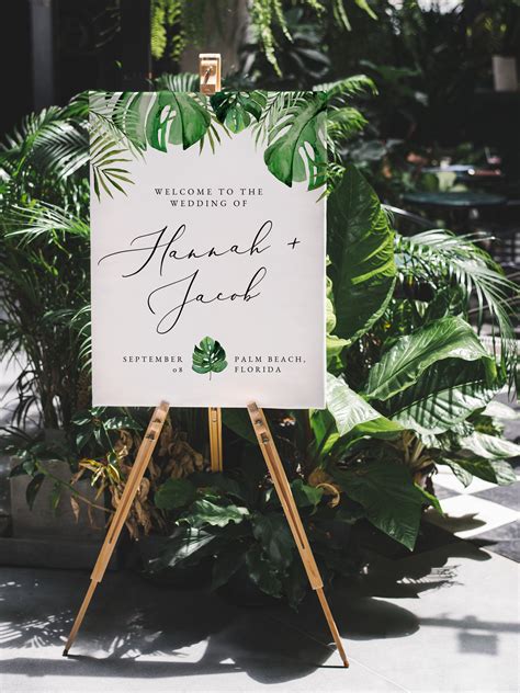 Tropical Wedding Welcome Sign Template Palm Leaf Wedding Etsy Artofit