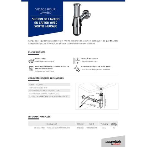 Siphon De Lavabo En Laiton R Glable Avec Sortie Murale Wirquin