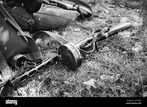 World War Ii Soviet Red Army Weapon Submachine Gun Ppsh On Ground