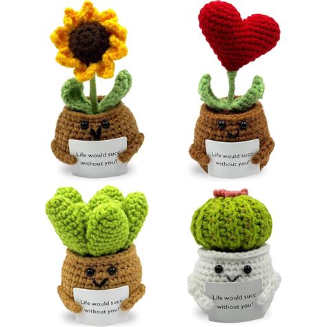 Funny Mini Positive Potato Inch Cute Crochet Doll With Positive Card