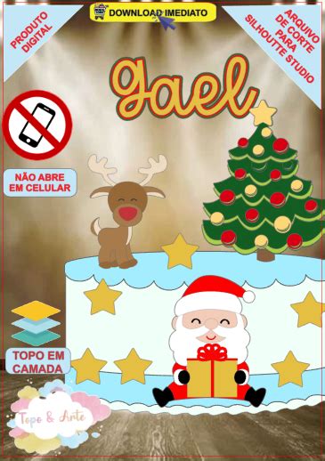 Arquivo De Corte Topo De Bolo Papai Noel De Natal Topo Arte