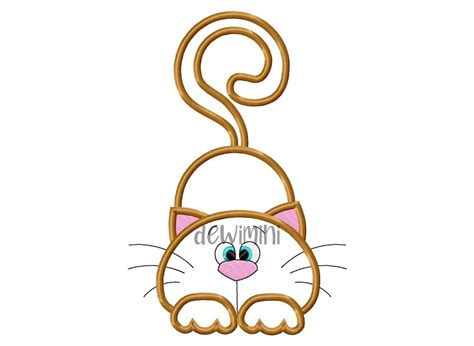 Cat Applique Embroidery Design, Pet Embroidery File, Baby Girl Embroidery, 5 Sizes - Etsy