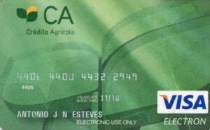 Bank Card CA Crédito Agricola Visa Electron Credito Agricola