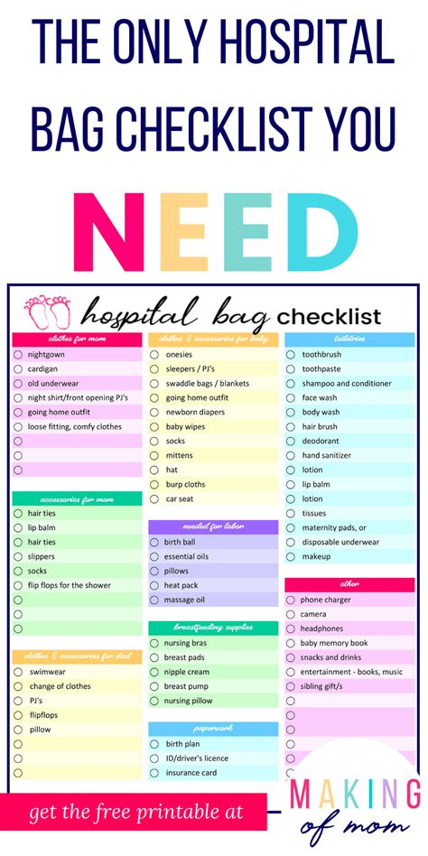 Hospital bag checklist printable 2 – Artofit