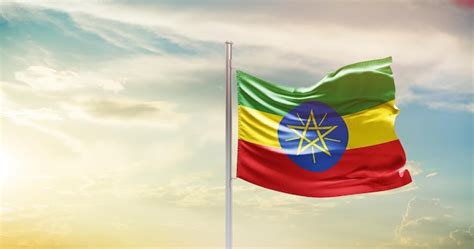 Premium Photo Ethiopia National Flag Waving In The Sky