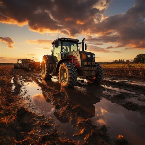 Trabajadores Agr Colas Con Tractores Arando Un Campo Con Tractor Al