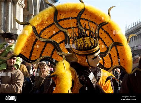 Traditional Carnival Costume Of Venice In San Marco Masquerade