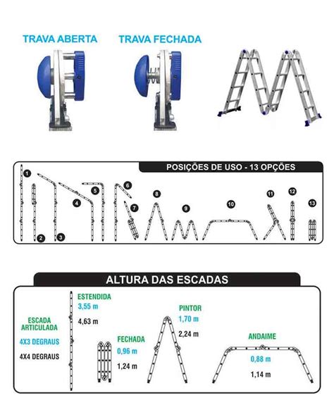 Escada Alum Nimo Articulada Em X Degraus Escadas Real