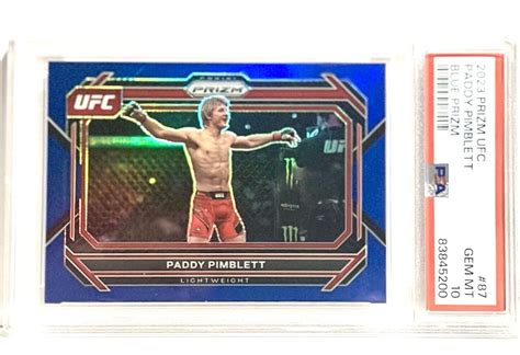 PSA 10 2023 Panini Prizm UFC Paddy Pimblett No 87 Blue Refractor 79