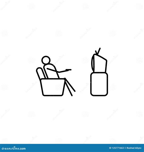 Watch TV on Couch Outline Icon. Element of Lazy Person Icon for Mobile ...