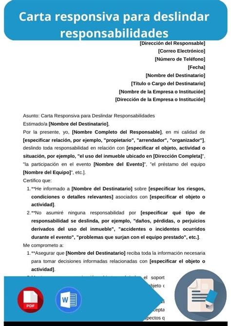 Carta Responsiva de Obra de Construcción Word PDF