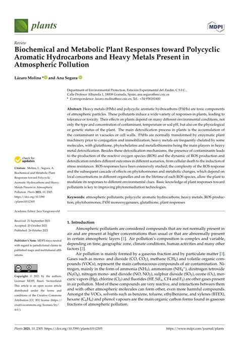 PDF Biochemical And Metabolic Plant Responses Toward Polycyclic