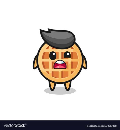 Shocked Face Of The Cute Circle Waffle Mascot Vector Image