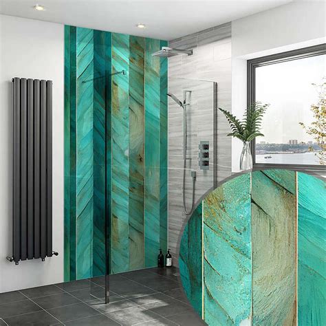 Aqua Wooden Strips 07 Shower Wall Panel