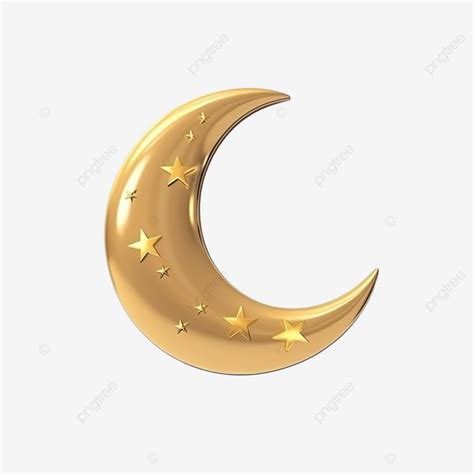 3d Rendering Crescent Moon With Stars Isolated Moon Sky Moon Light