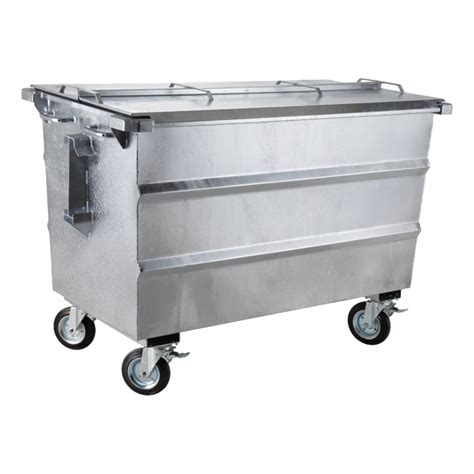 Steel Waste Container 1000L Galvanized On Wheels With Cover