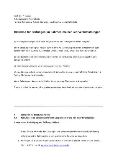 Hinweise F R Pr Fungen Im Rahmen Meiner Lehrveranstaltungen