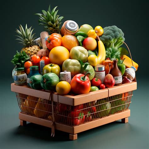 Grocery Basket in a Supermarket with Fruits and Vegetables - AI ...