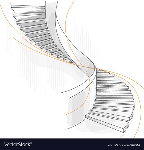 Sketch of a spiral staircase Royalty Free Vector Image