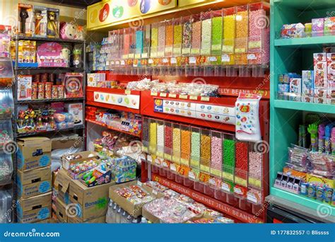 Variety Of Sweet Colorful Candies Selling In Candy Shop On Victoria