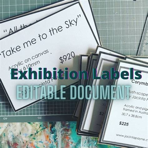 Art Exhibition Display Cards Artwork Labels For Artists Editable