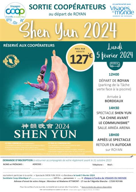 Sortie Coop Au D Part De Royan Spectacle Shen Yun