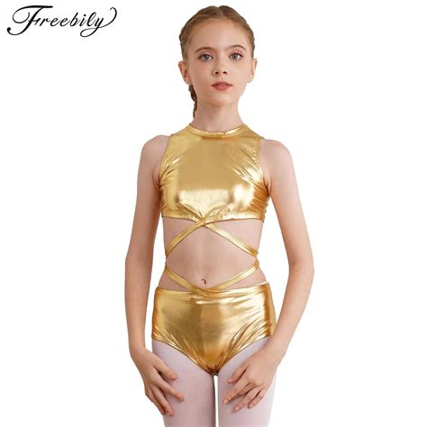 Collant Met Lico Brilhante De Bal Para Meninas Bodysuit Sem Mangas