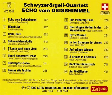 Schwyzer Rgeli Quartett Echo Vom Geisshimmel Volksmusik Cd Kaufen Auf