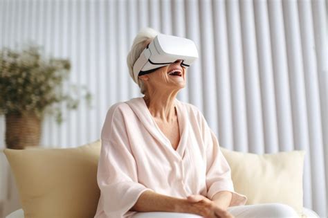 Premium Ai Image Senior Ladys Virtual Reality Discoveries At Home