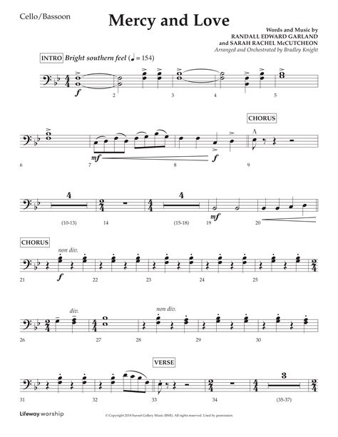 Mercy And Love Choral Anthem SATB Cello Sheet Music PDF Lifeway