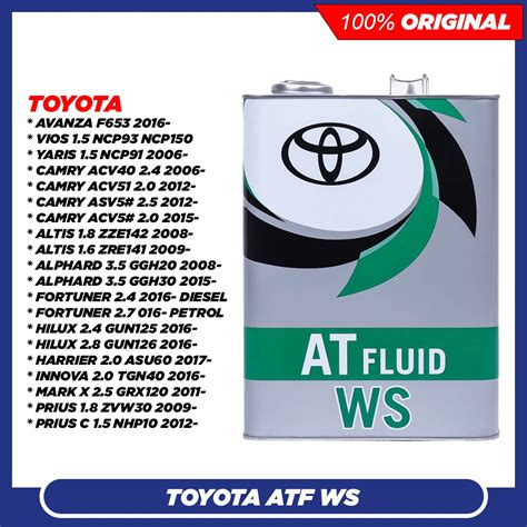 Original Toyota Atf Ws Auto Transmission Oil L Toyota Vios