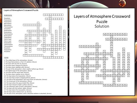 Layers of Atmosphere Crossword Puzzle Worksheet Activity | Teaching Resources