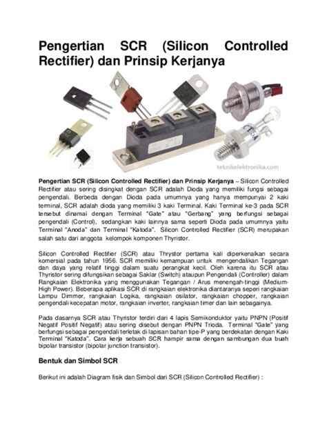 Pdf Pengertian Scr Silicon Controlled Rectifier Dan Prinsip Kerjanya