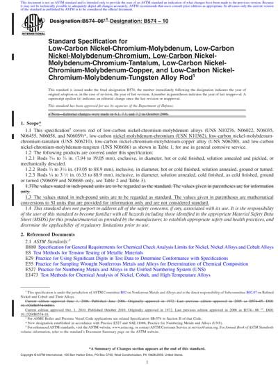 ASTM B574 10 Red Specification For Low Carbon Nickel Chromium