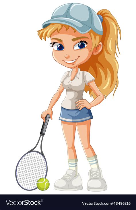 Beautiful female tennis player cartoon character Vector Image