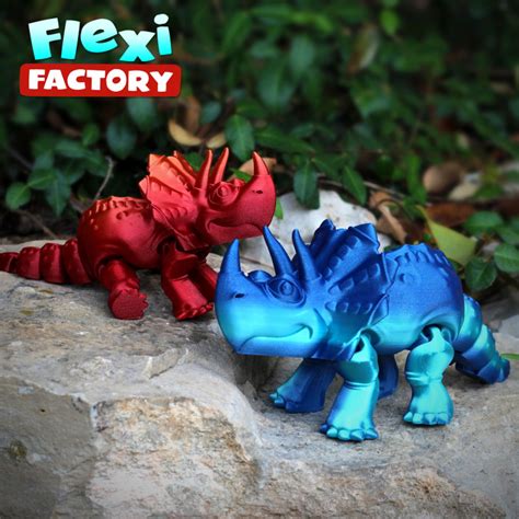 3D Printable Flexi Print In Place Triceratops By Flexi Factory