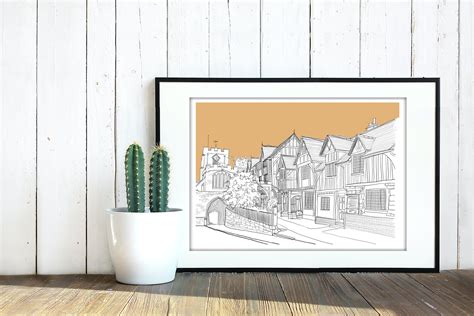 Lord Leycester hospital - Warwick Town in Colour Print - Warwick