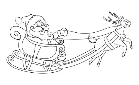 Santa Sleigh and Reindeer Coloring Page | Santa sleigh, Reindeer ...