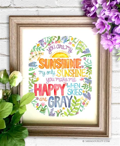 You Are My Sunshine Watercolor Quote Print Painting