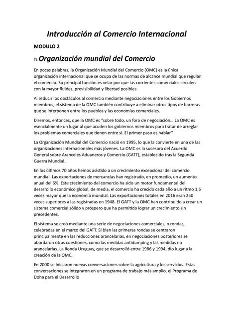 Resumen Comercio Internacional Introducción Al Comercio Internacional